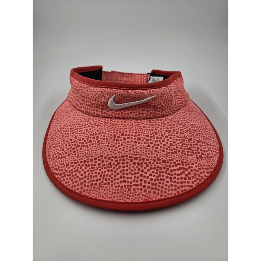 Nike Golf Wide Brim Visor Coral Pink Geometric Swoosh Adjustable 831705-852